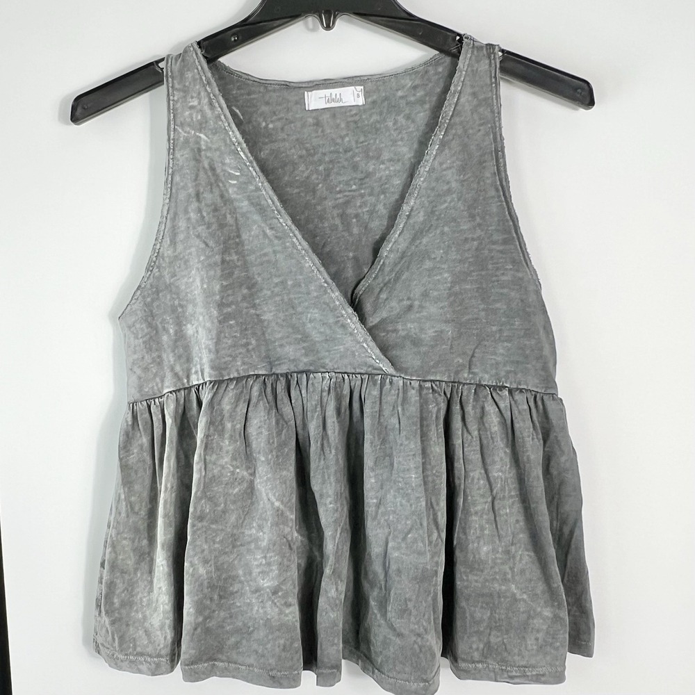 Talulah Womens Size S Gray Washed‎ Babydoll Sleeveless Peplum Tank Top VGC